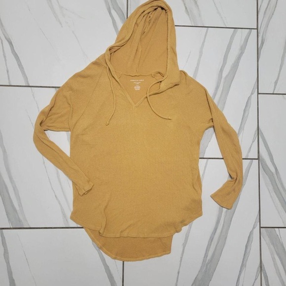 American Eagle Yellow Ribbed Hoodie Sweater / Sweatshirt L - Picture 1 of 5